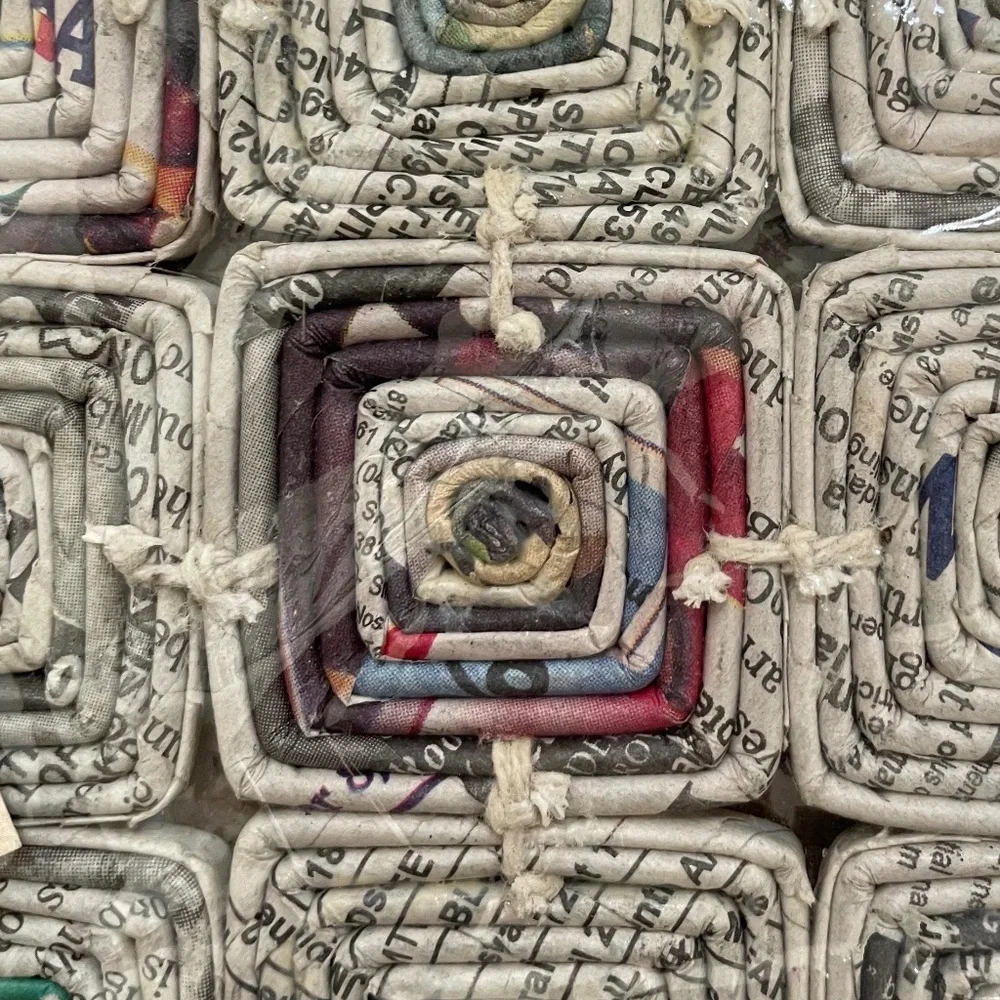 Pair of TenThousandVillages Handcrafted Philippines Daily News Mini Mats/Trivets